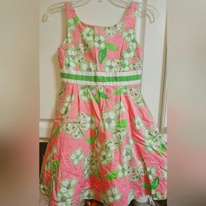 LILLY PULTIZER Floral Pink and Green Kids Dress SIZE 12 KIDS